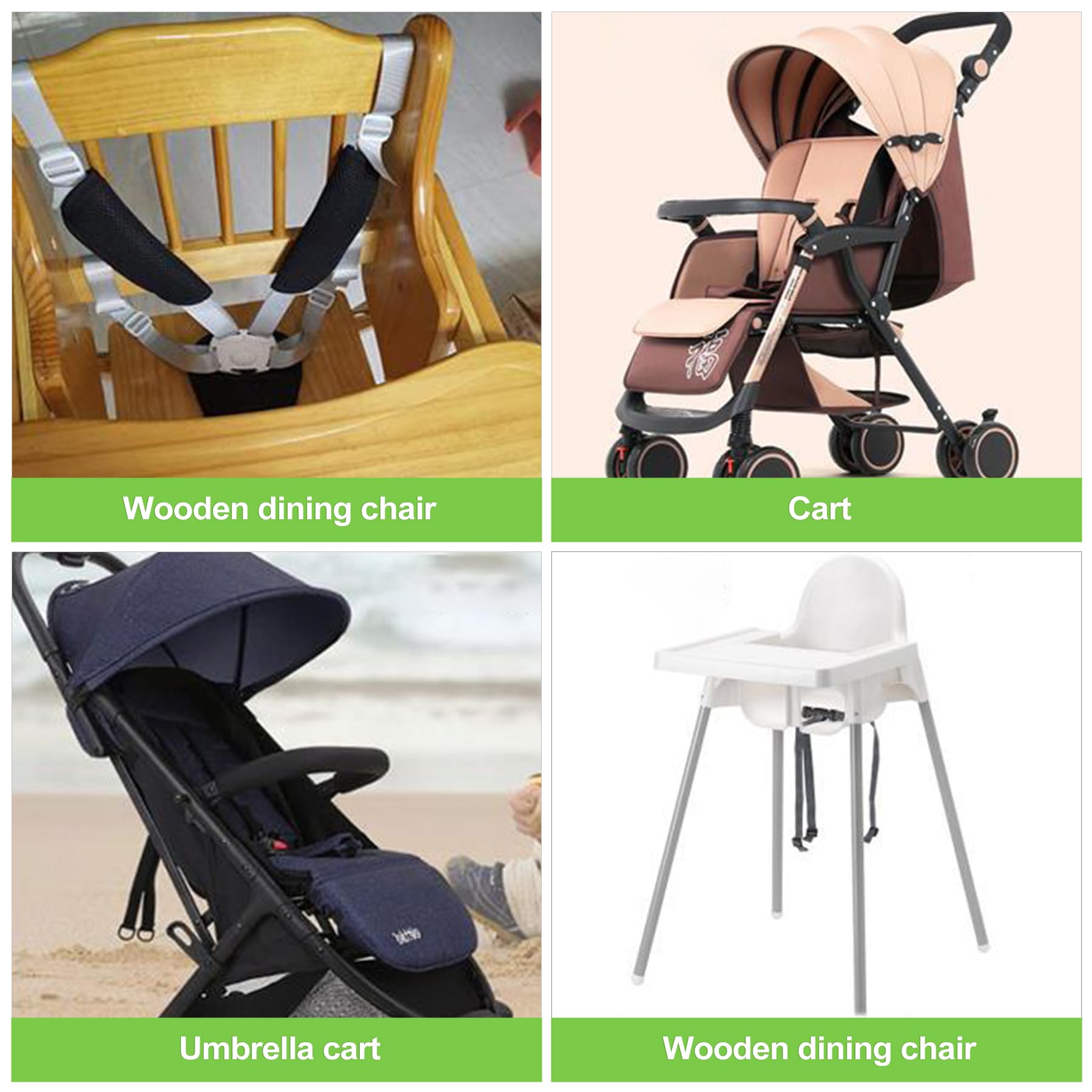 Correas universales de repuesto para silla alta, piezas de repuesto para cochecito de bebé, arnés de 5 puntos para sillas altas, cochecitos y cochecitos