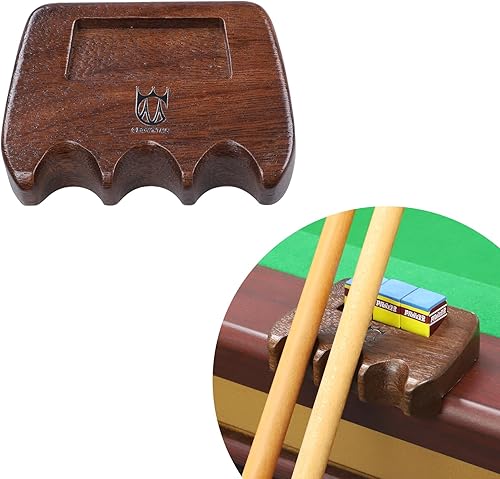 Miniatura 9 de CROWN ME Soporte de madera ponderado para palos de billar de 2 tacos, soporte para palos de billar, soporte para tiza