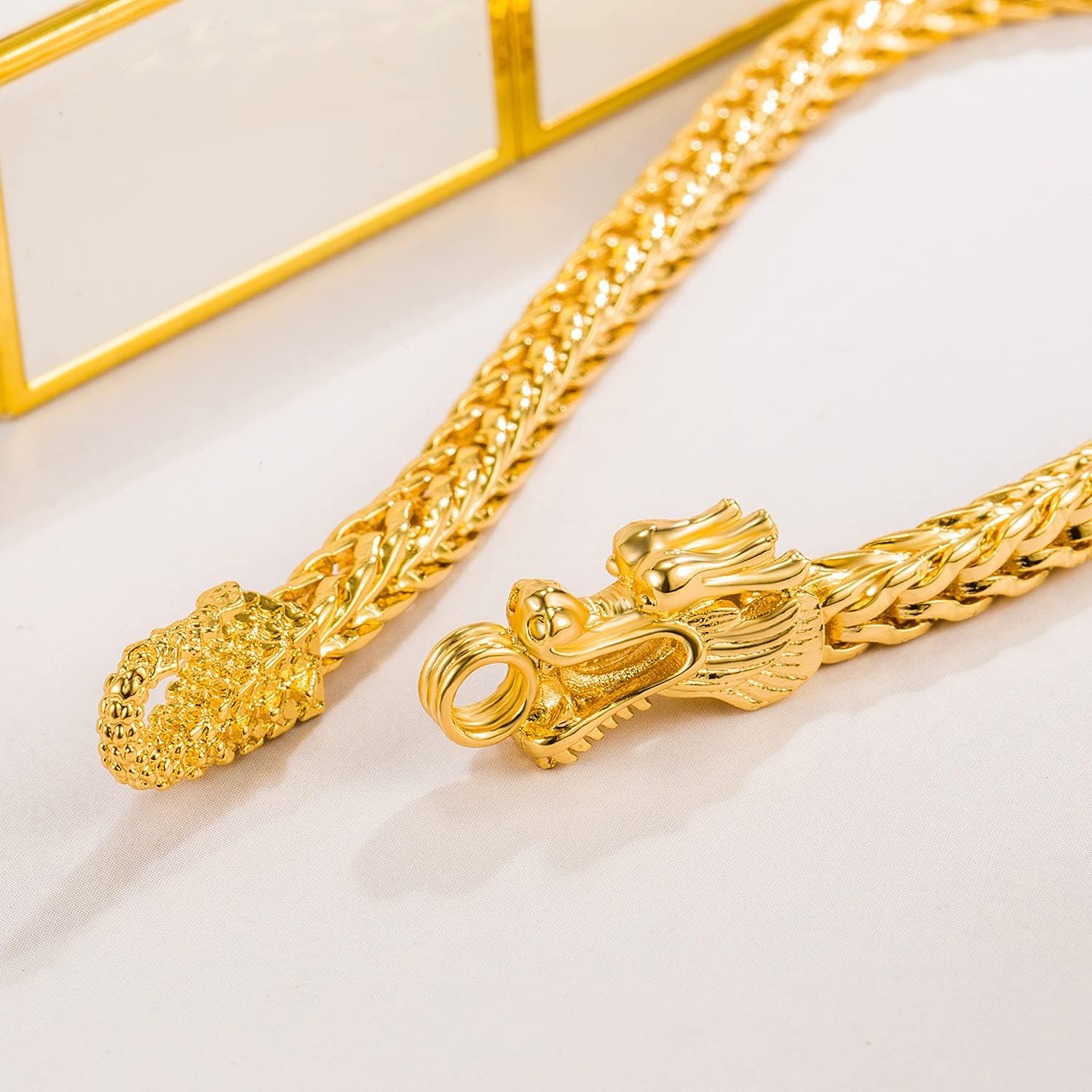 H&Beautimer Fashion 925 Sterling Silver Dragon Chain Bracelet 5MM-7 "8" 9" Solid Thick Side Link Bangle For Men Golden Jewelry Gift