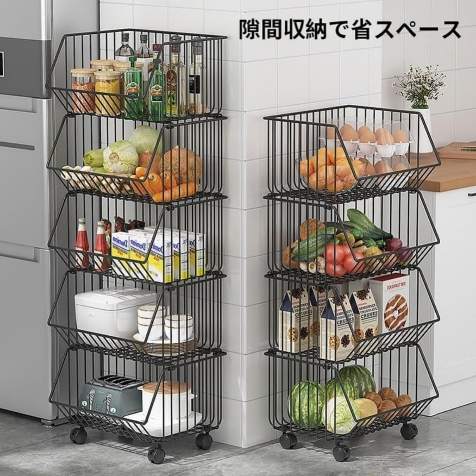 Amazon.co.jp: Momglaキッチンワゴン スチールラック 収納ワゴン 収納