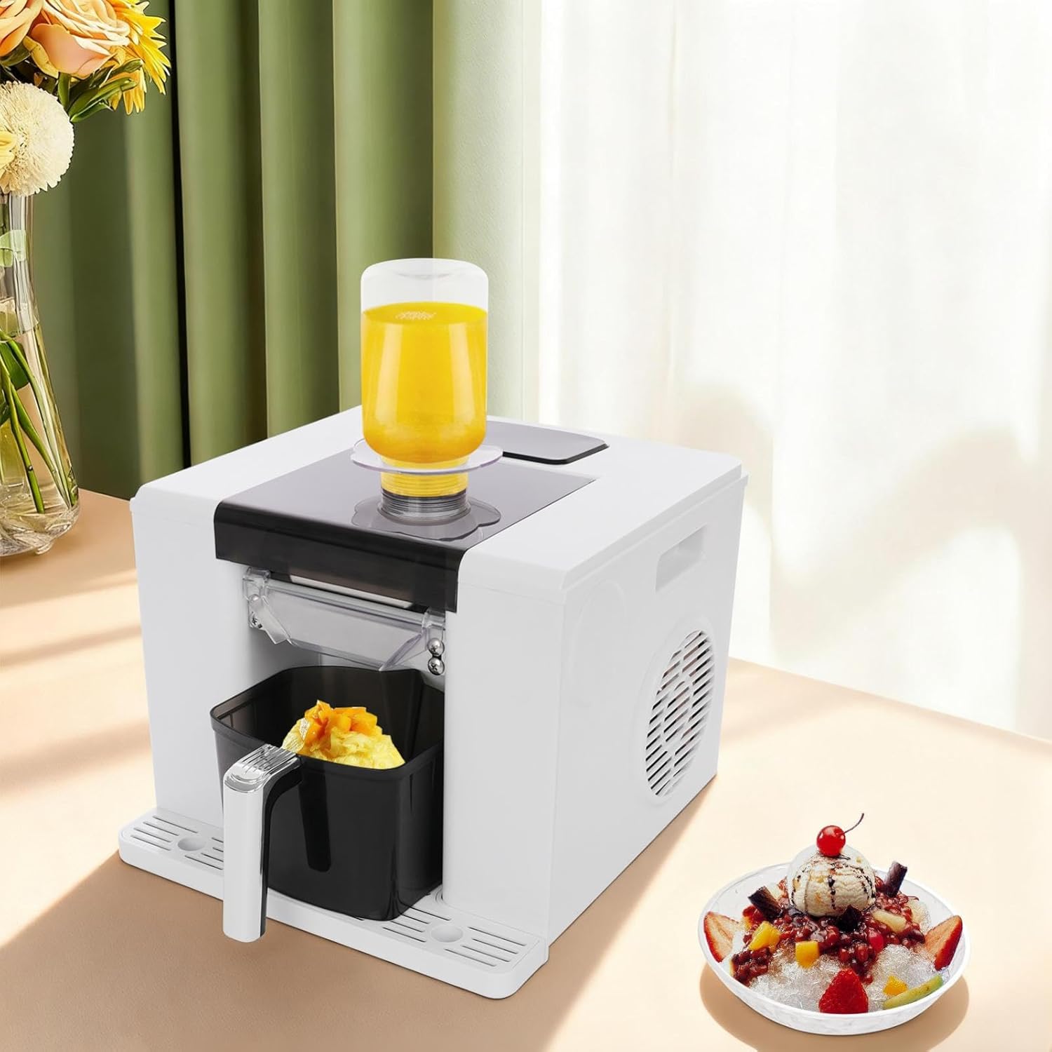 Automatic Shaved Ice Maker Machine, 280W Snowflake Ice Maker with 18 Molds for Dessert, Ice Cream, Rapid Cooling, Touch Control & Included Bottle, Ideal for Parties, Commercial Use
