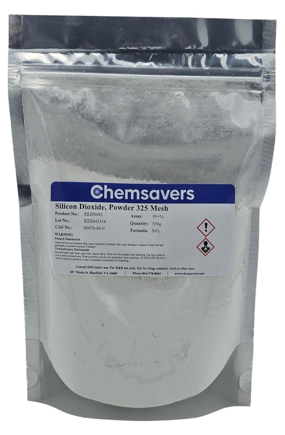 Silicon Dioxide, Powder -325 mesh, 99+%, 500g