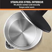 Vista 5 de KRUPS 1.5L Electric Kettle Stainless Steel Cool Touch Interior, Fast Boiling, One Cup in 80 Seconds, Double Wall, Auto Off, Keep Warm, Hot Water