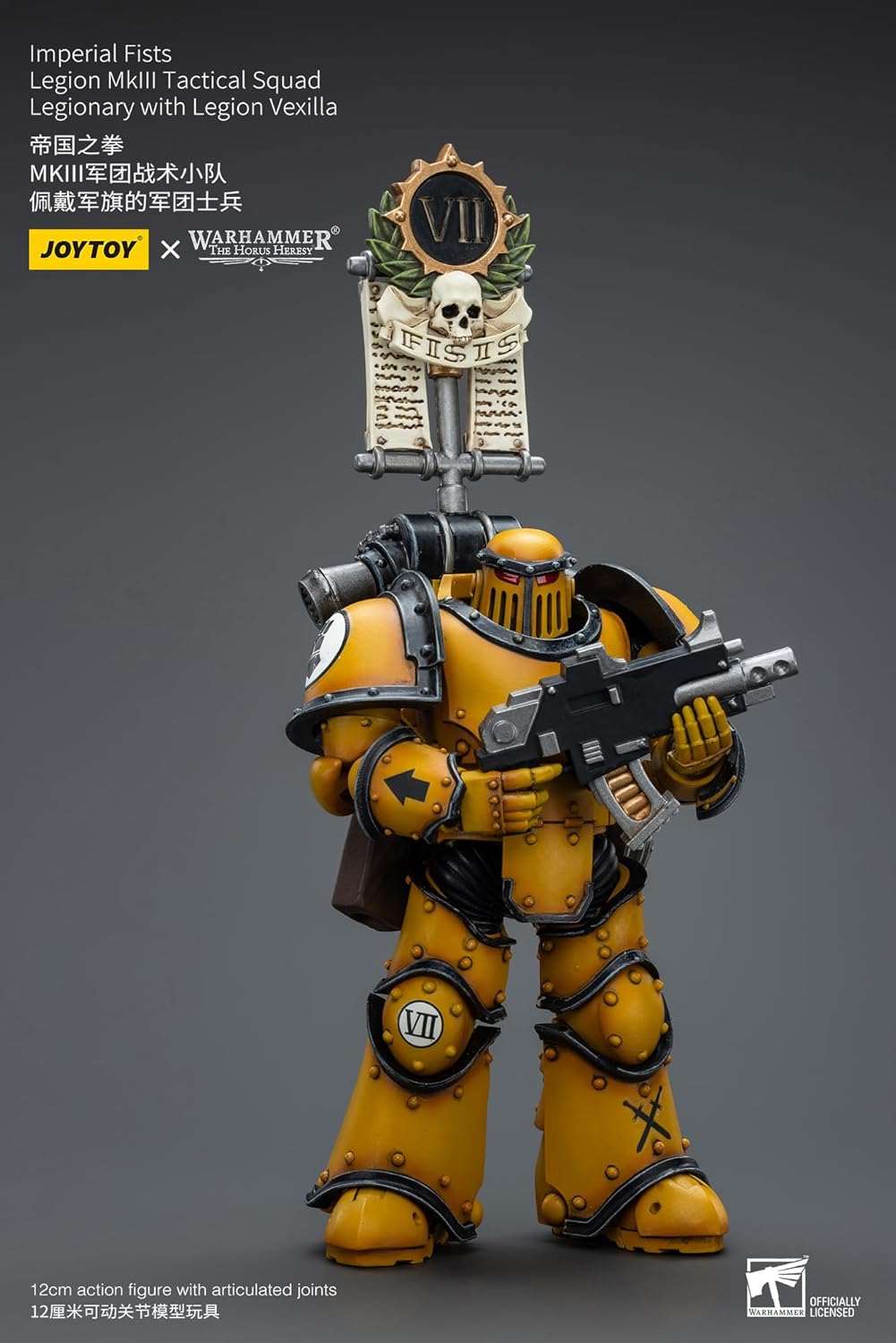 Warhammer 40K: Imperial Fists Legion MkIII Tactical Squad Legionary with Legion Vexilla 1:18 Scale Figure