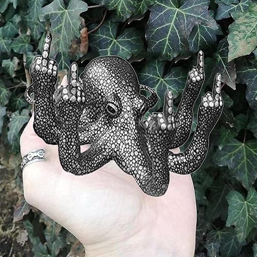 Miniatura 3 de LGYKUMEG Fucktopus - Decoración creativa de resina, adornos de animales luminosos, estatua personalizada de mano del dedo medio, decoración