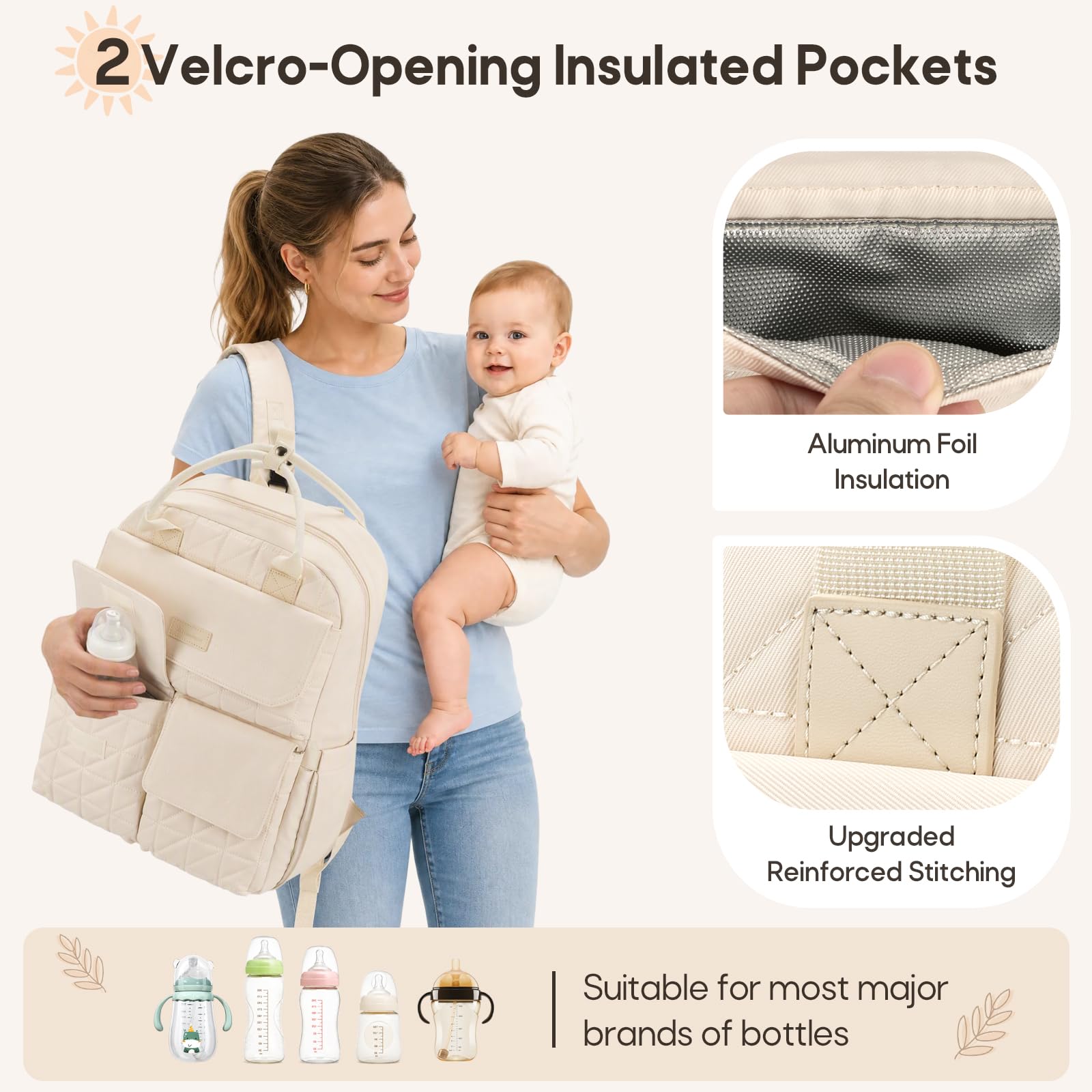 RAINSMORE Sac à Dos à Langer avec Matelas à Langer Pliable et Portable