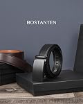 BOSTANTEN Men's Leather Ratchet Dress Belt with Automatic Sliding Buckle