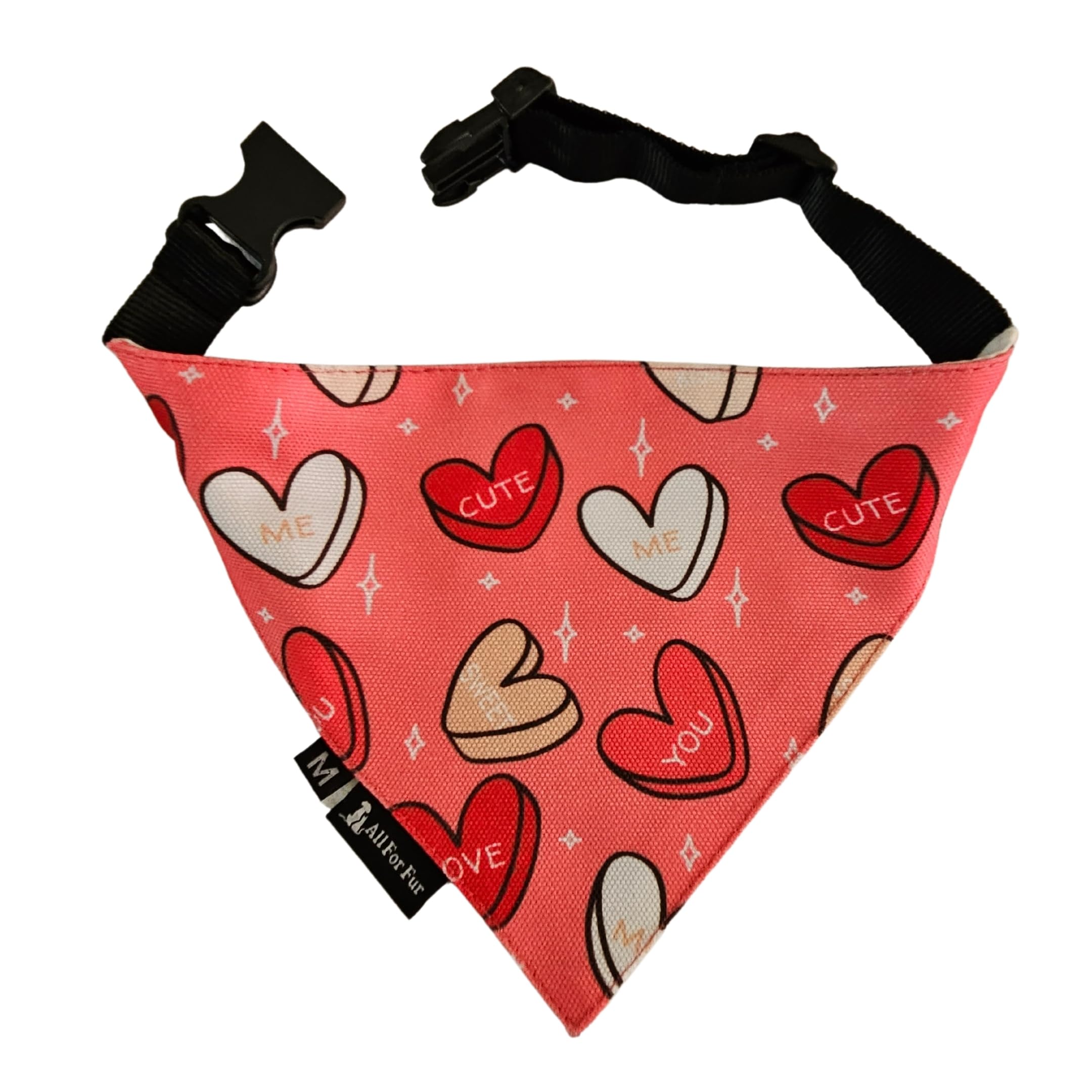 All For Fur Dog Bandana | Adjustable Collar Strap with D-Ring | Luxury Pet Accessories | Lightweight & Comfortable | Bandana for Large to X-Large (XL) Dogs | Pink Hearts (B0CFFX2DD7) Amazon Price History, Amazon Price Tracker
