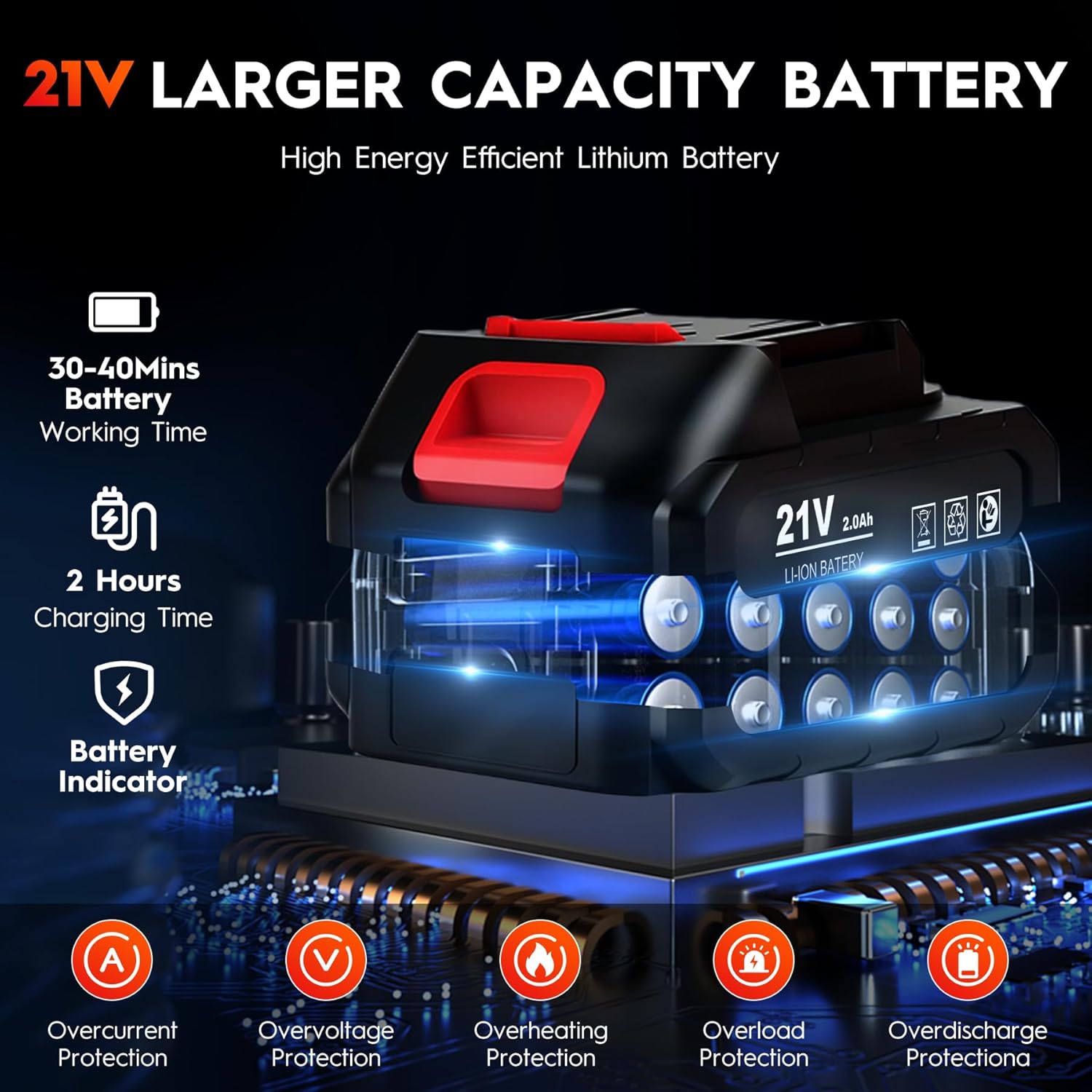 Cordless Car Buffer Polisher, 6 Inch Orbital Polisher Kit with 2x21V Batteries & 21 PCS Attachments - 8 Speeds Variable Max 6000RPM Car Buffer for Car Detailing, Waxing, Polishing, Scratch Removing