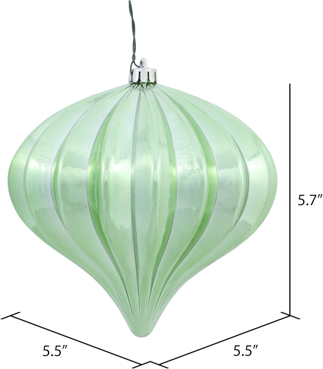 Vickerman 5.7" Celadon Shiny Onion Christmas Ornament, UV Treated, Set of 3