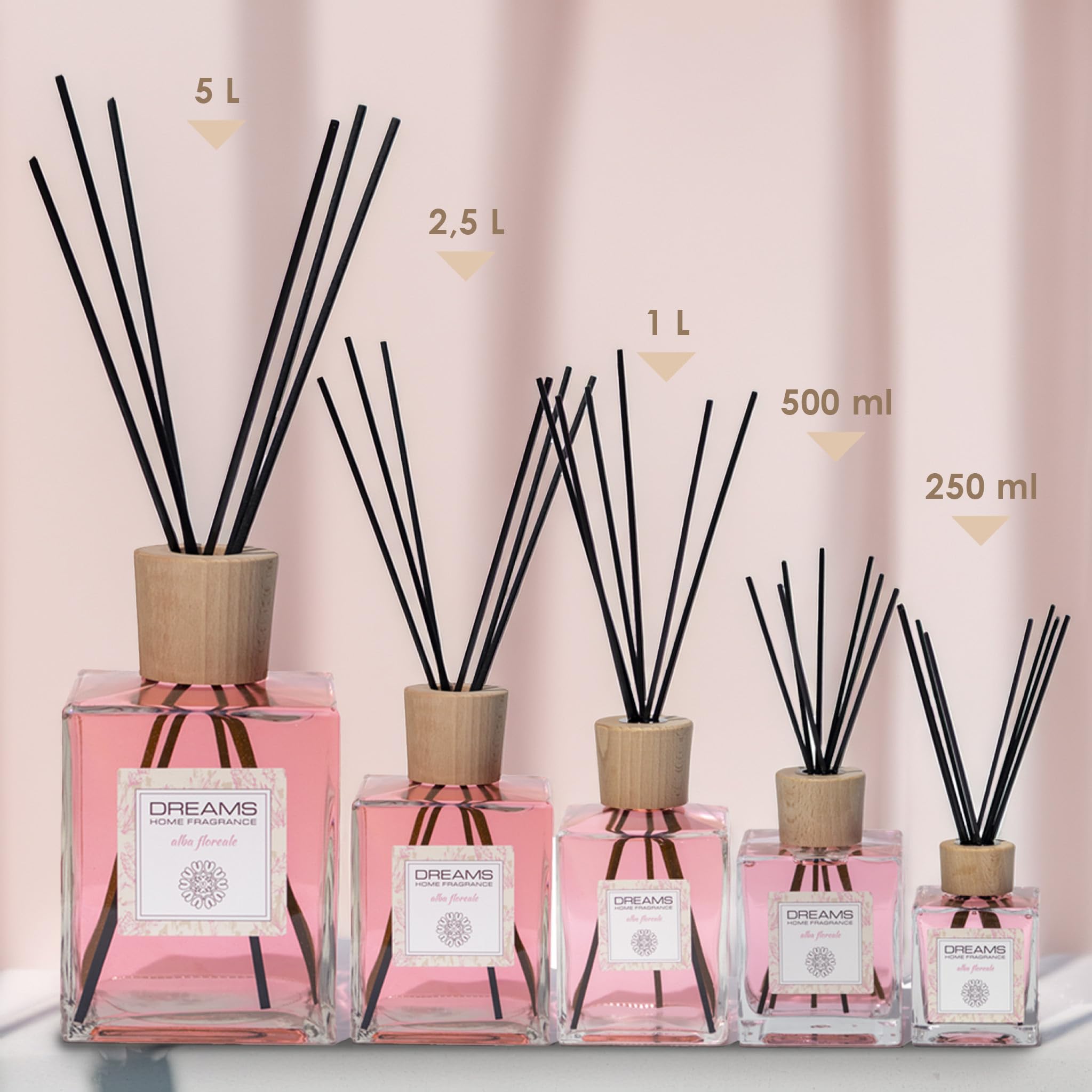 Chimiver Dreams Home Fragrance Alba Floreale | Profumatore per ambienti con OLI essenziali a bastoncini. Diffusore di fragranze personalizzabile con Logo o Foto. Decorazione Della casa. 5L