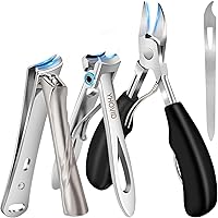 YHOVID 4-in-1 Toenail Clippers for Thick Nails & Seniors - Ultra Sharp German Steel, Wide Jaw, Nail Catcher, Heavy Duty Ingrown Nail Cutter
