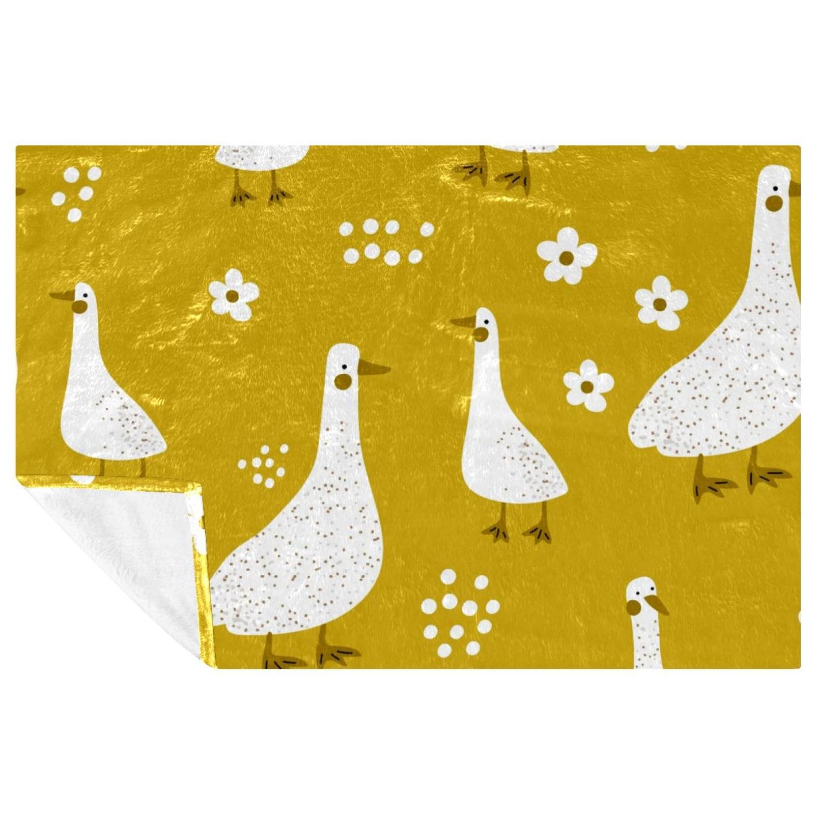 Vapokf Multicoloured Cartoon Gooses On Meadow Prints Soft Warm Cozy Blanket Throw For Bed Couch Sofa Picnic Camping Beach, 150 * 200Cm