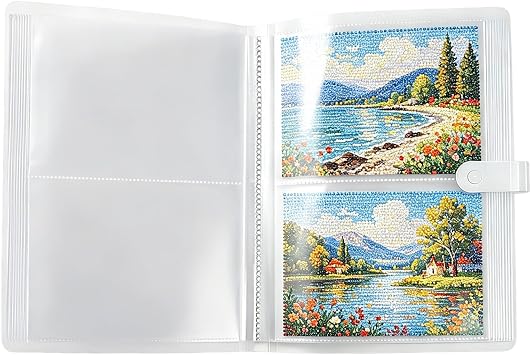 HAPYSHOOP 7 Inch Diamond Art Storage Book Diamond Painting Accessories with 80 Clear Pocket Protectors,Diamond Art Portfolio Book for Artwork Organizer 1