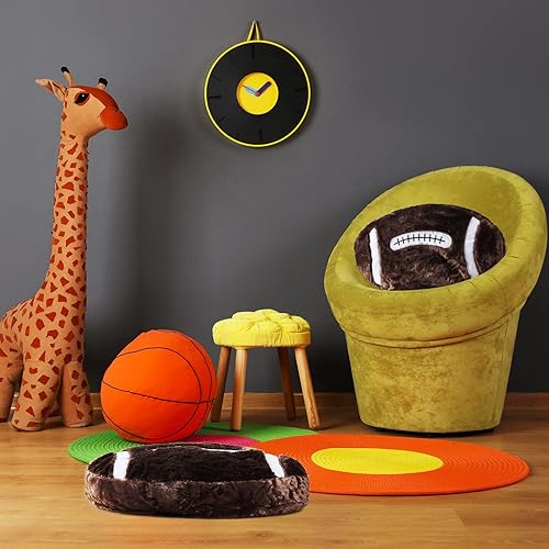 Miniatura 6 de Jetec 2 almohadas de fútbol mullidas y suaves con forma de fútbol, decoración deportiva redonda de felpa para decoración de dormitorio
