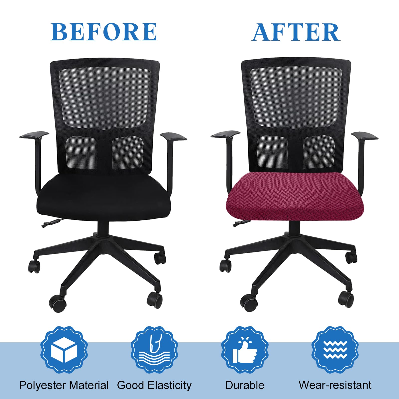 QUARKZMAN Rivestimento Per Sedia Da Ufficio, 46-54cm Jacquard Elasticizzato Morbido Coprisedia Girevole Lavabile Protezione Per Sedia Da Scrivania Computer Casa Ufficio, Arancione