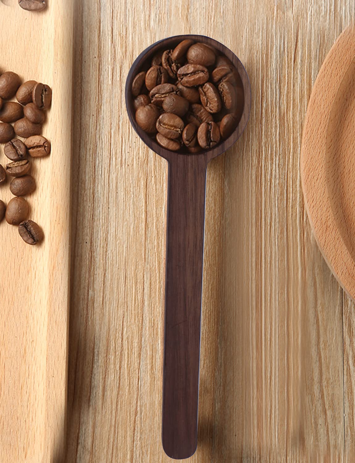 Cuillère Dosage Café Thé Lot De 2 Cuillères à Mesurer En Bois De Noyer - Court Et Long Manche, Pour Café, Thé, Farine Cuillere Mesure