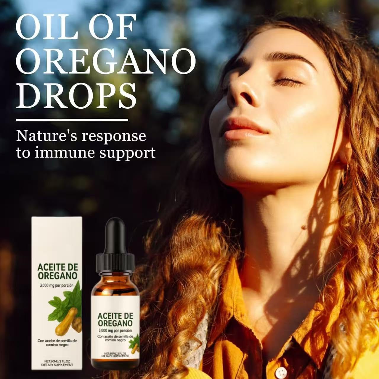 Huile d'origan biologique en gouttes avec de l'huile de nigelle pour le soutien du système immunitaire, la santé respiratoire et le bien-être digestif,2Pcs