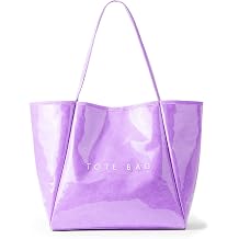 KALIDI PVC Tote Bag Women Large Kraft Paper Travel Beach Bag Jelly Purses