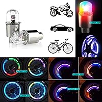 Vista 6 de Paquete de 8 luces LED para rueda de bicicleta, tapas de válvula de neumático para coche, bicicleta, motocicleta, impermeables, con flash de radios