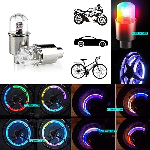Miniatura 6 de Paquete de 8 luces LED para rueda de bicicleta, tapones para válvulas de neumáticos de automóvil, tapas de vástagos de bicicleta, motocicleta,