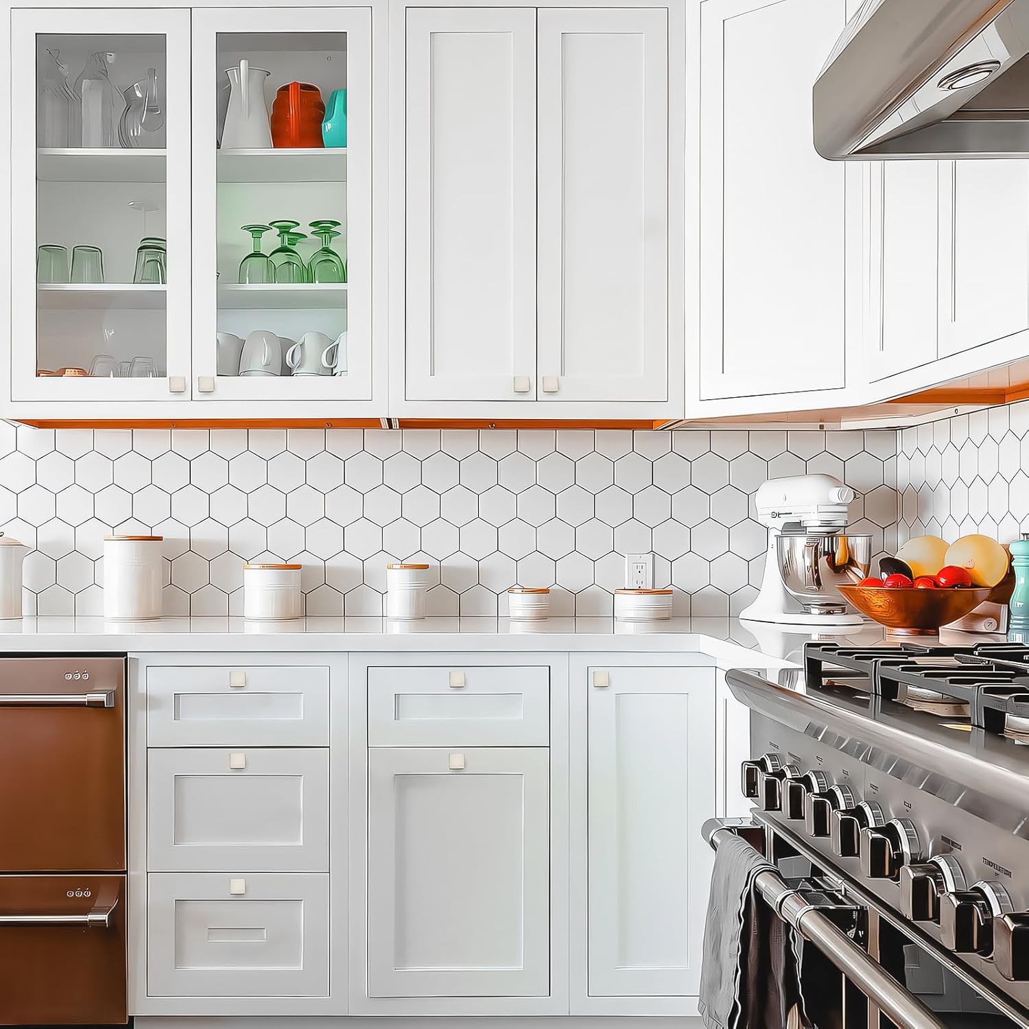 25 Pack Brushed Nickel Cabinet Knobs 1.2 Inch Square Knobs for Kitchen Dresser Drawers Solid