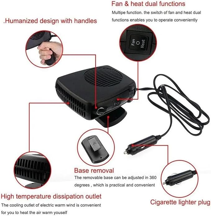 Calefactor Eléctrico Portátil 12V/24V con Ventilador y Función Fría miniatura 8