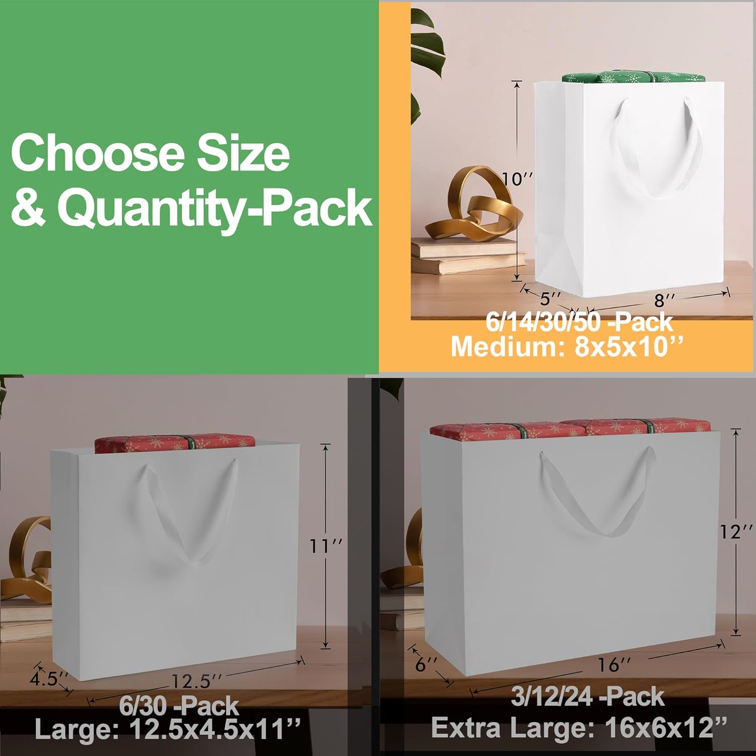 MOXARYSU White Gift Bags With Handles: 8x5x10 Inch 30pcs Medium Paper Gags Bulk For Birthday Wedding Party Shopping - Image 2