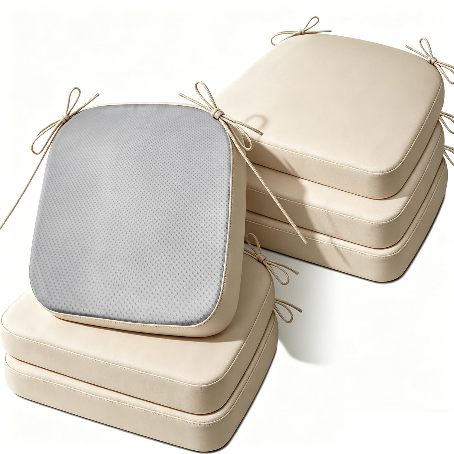 Cafusesdd Cafusedd Anti-Slip Granules Backing Outdoor Chair Cushions Set, Fade-6 Psc Replacement Chair Cushions, Outdoor Chair Pads for Out Door/Indoor(Beige,21''*19'')