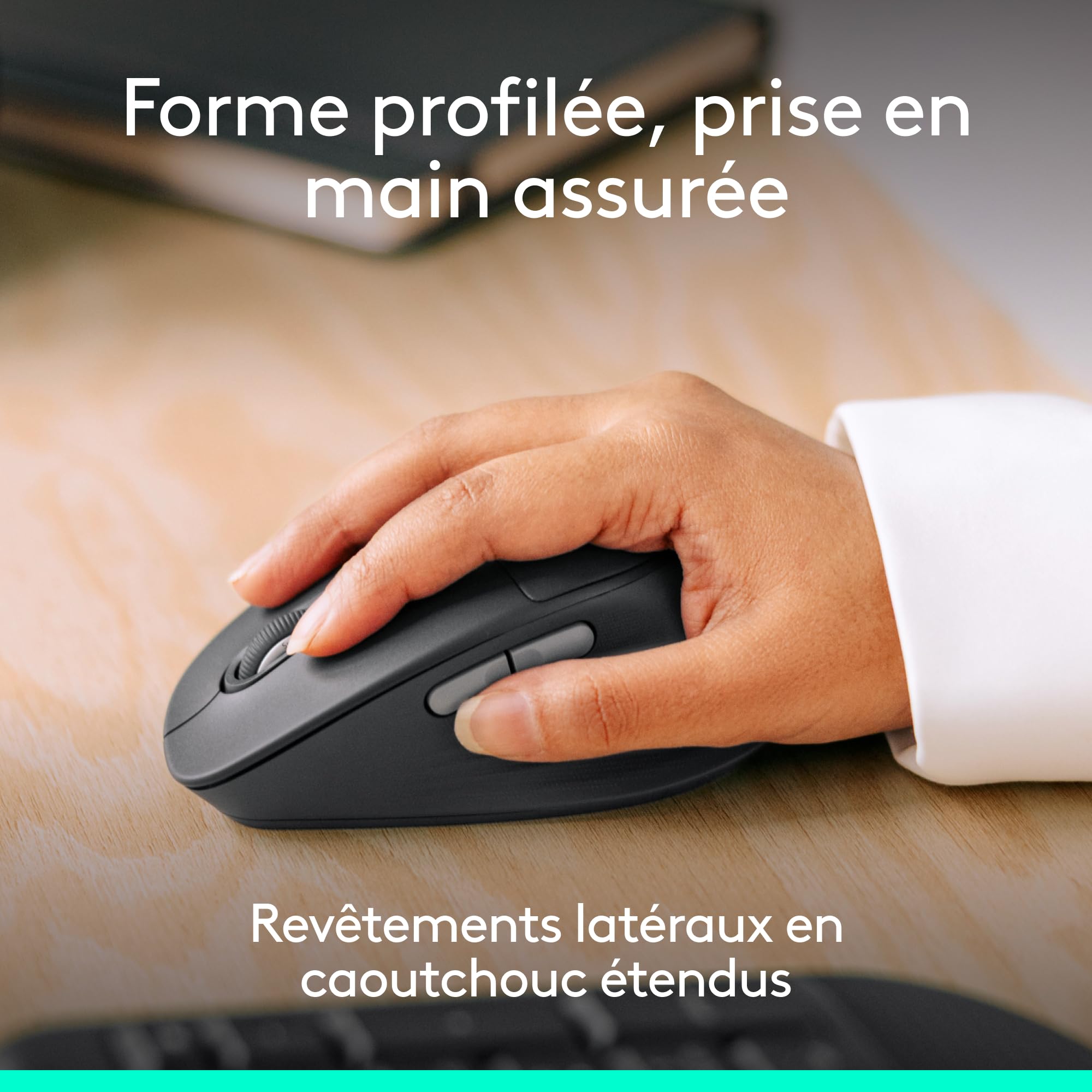 Logitech Signature Comfort Plus M850 L for Business, Souris sans Fil, Design profilé avec Repose-Poignets, clics Silencieux, récepteur sécurisé/Bluetooth, Windows/Mac/ChromeOS/Linux/iPadOS - Graphite