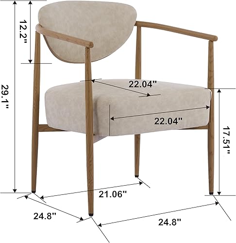 Miniatura 3 de Modern Woven Fabric Arm Chair for Dining Room, Living Room, Bedroom, Desk, Kitchen, Restaurant and Bar Counter - Comfortable Seating with Metal