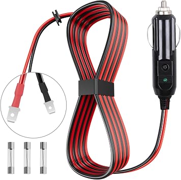 12V/24 V الحرارية برودة سلك الطاقة - مع 15 A الصمامات، متوافق مع كولمان OE # 5644-710، 300000540، 5644-707، 5645 محولات التبريد الحرارية. أسود أحمر 8 أقدام