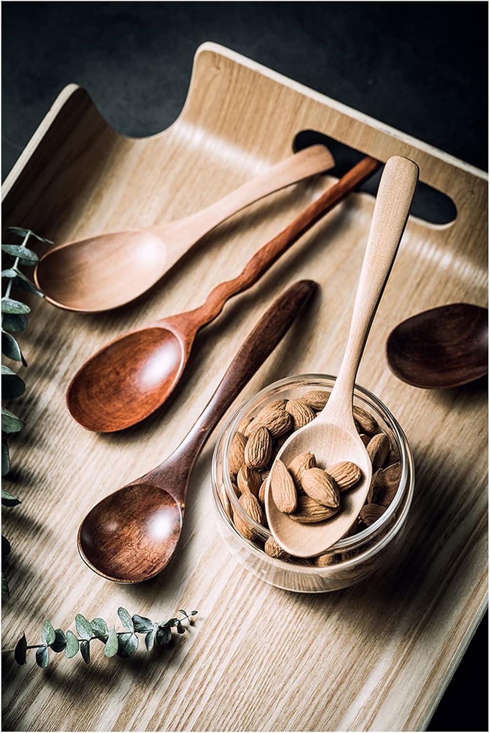 Spoon Table Spoons 10 Pieces Of Wooden Spoons, Long Handle, Wooden Spoons, Rice Porridge Spoons, Household Children'S Porridge Spoons, Soup Spoons, Honey Spoons For Home, Kitchen Or Restaurant (C )