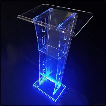 Clear Acrylic Podium Stand with Light, Lectern Stand with Shelf, Pulpits for Churches, Standing Desk for Classroom Conference Wedding Concert