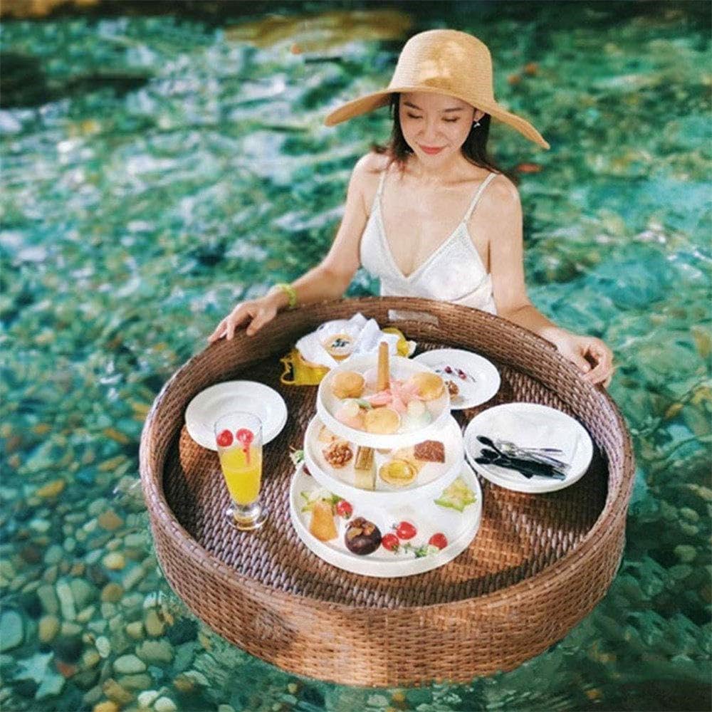 Round Floating Serving Trays Table,Floating Bar For Pool,Floating Pool Tray,For Swimming,Sandbars,Spas,Bath,And Parties Serving