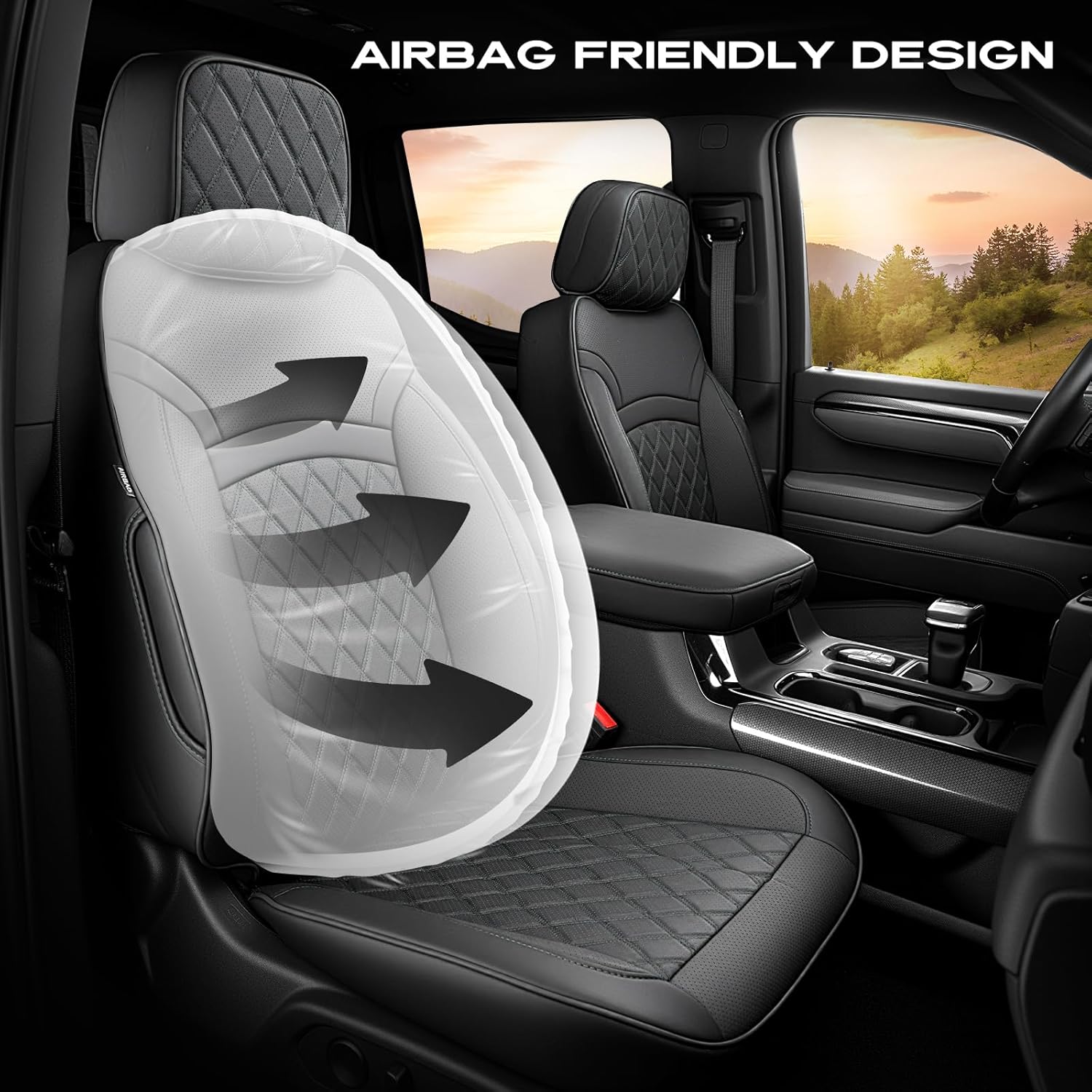 TAPTES Car Seat Covers Custom Fit for Chevy Silverado & for GMC Sierra 1500 with Rear Seat Storage Box 2025 2024 2023 2022 2021 2020 2019, Full Set Leather Waterproof Trucks Pickup (Dark Black)