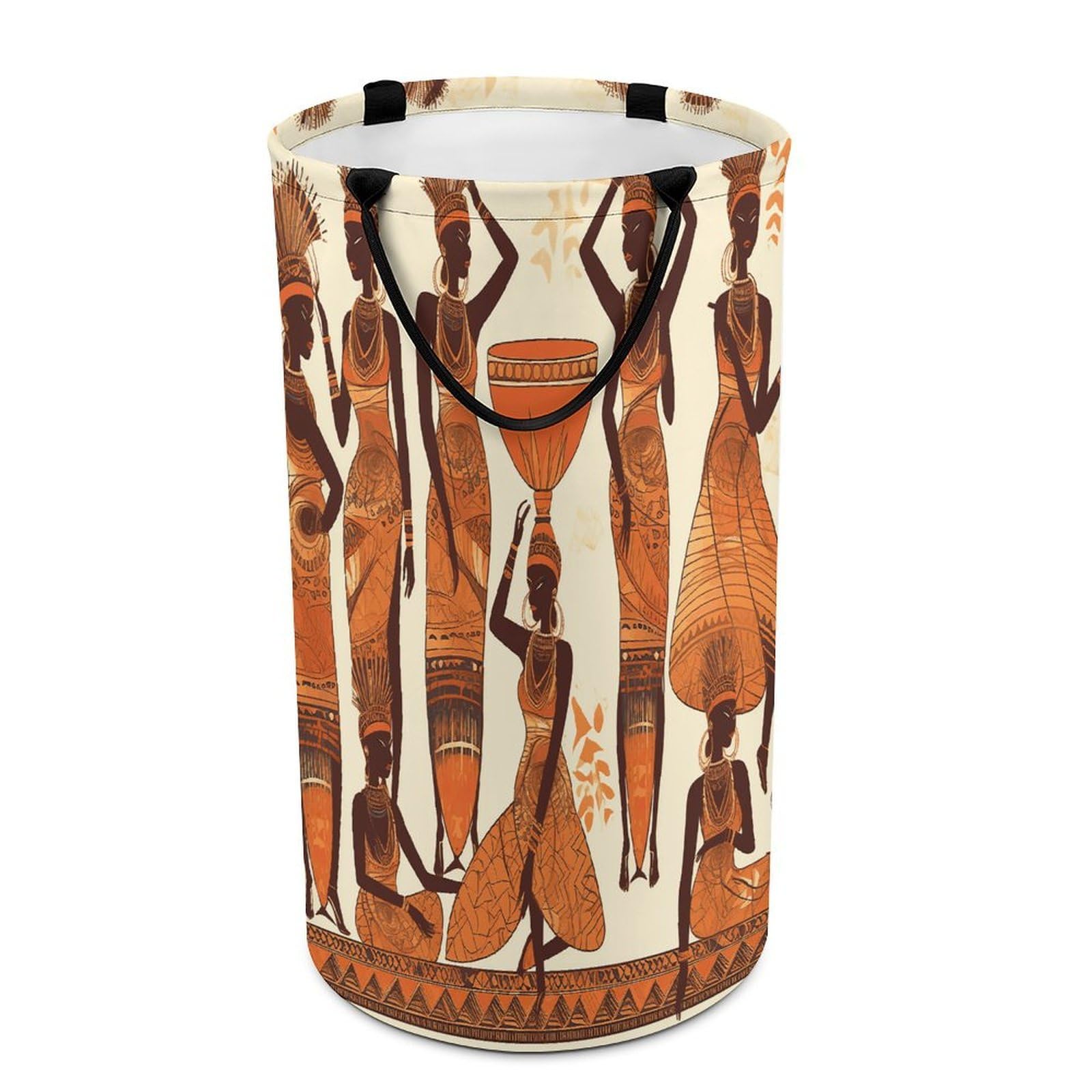 African Tribal Woman Laundry Basket Waterproof Laundry Hamper Freestanding Collapsible Clothes Hamper with Reinforced Handles 86L Large Foldable Tall Clothes Basket for Bathroom
