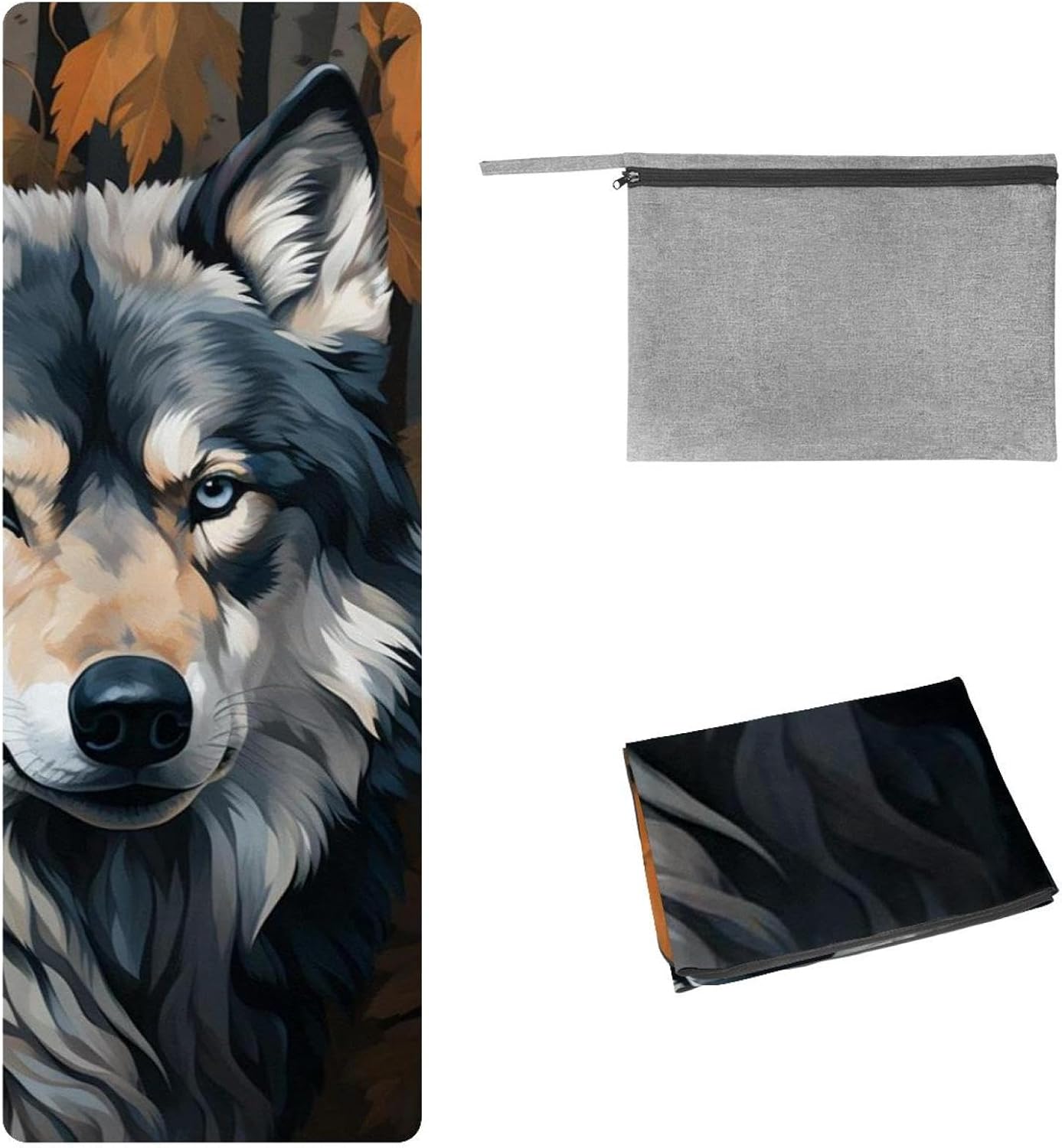 Yoga Towel, Wolf Animal Print Non Slip Sweat Absorbent Hot Yoga Mat Towel for Hot Yoga, Pilates and Fitness - 72.8" x 26.8"