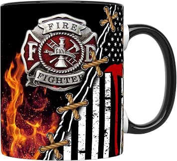 Fireman Mug Firefighter Coffee Cup Firefighter Graduation Gift | 11 Oz, Firefighter Gift, Fireman Coffee Mug, Fire Academy Graduation, Black Handle