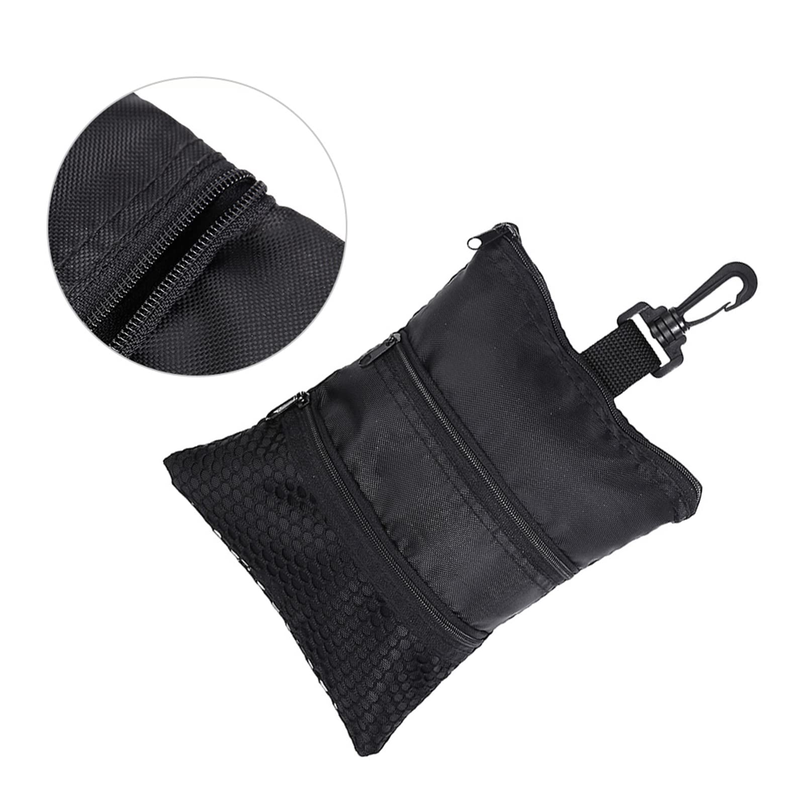 Borsa per Palline da Golf, Sacca da Multitasca Portatile Oxford Solida, Elegante Borsa Portaoggetti per Accessori da con Cerniera Nera con Design a Gancio Piccolo, per Sport