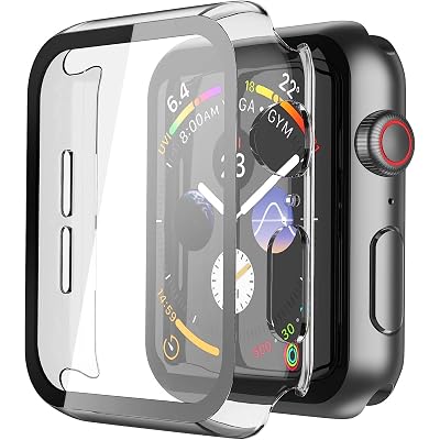 Misxi 2 Pack Hard PC Case with Tempered Glass Screen Protector Compatible with Apple Watch SE 3 (2025) SE 2 SE Series 6 Series 5 Series 4 44mm, Scratch Resistant Overall Protective Cover for iWatch, Clear