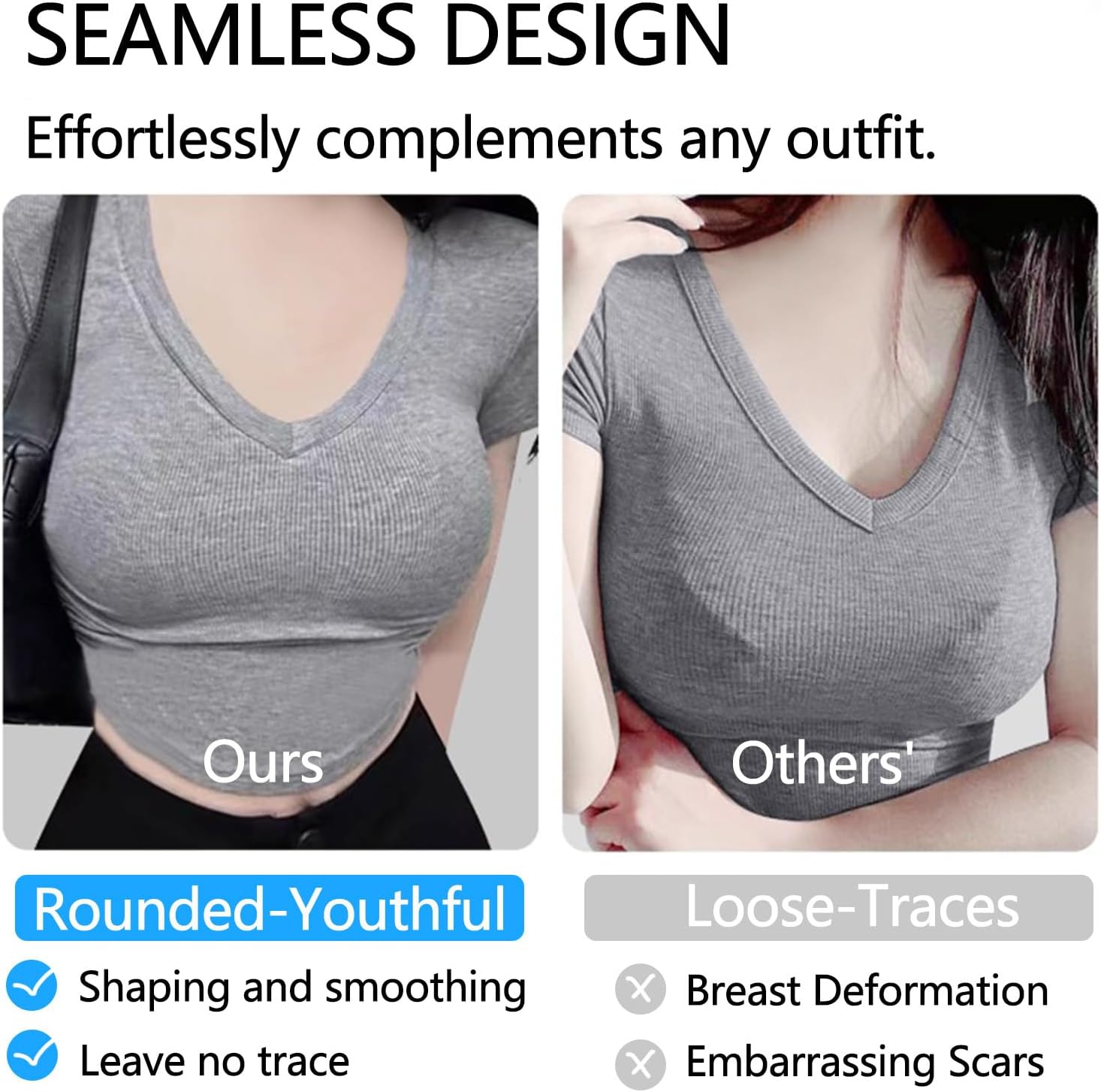 Women's Heart-Print Bra Seamless Full-Cup Soft Underwire Support Lift Bra B-G Cups T-Shirt Bra - Image 8