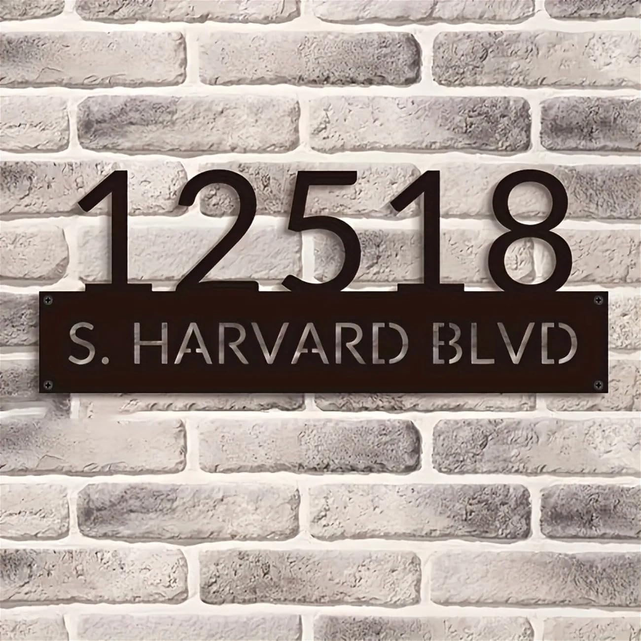 Personalized Custom House Number Sign,Modern Acrylic Address Plaque,Customized Outdoor House Numbers Plate (Black,Length 50cm)