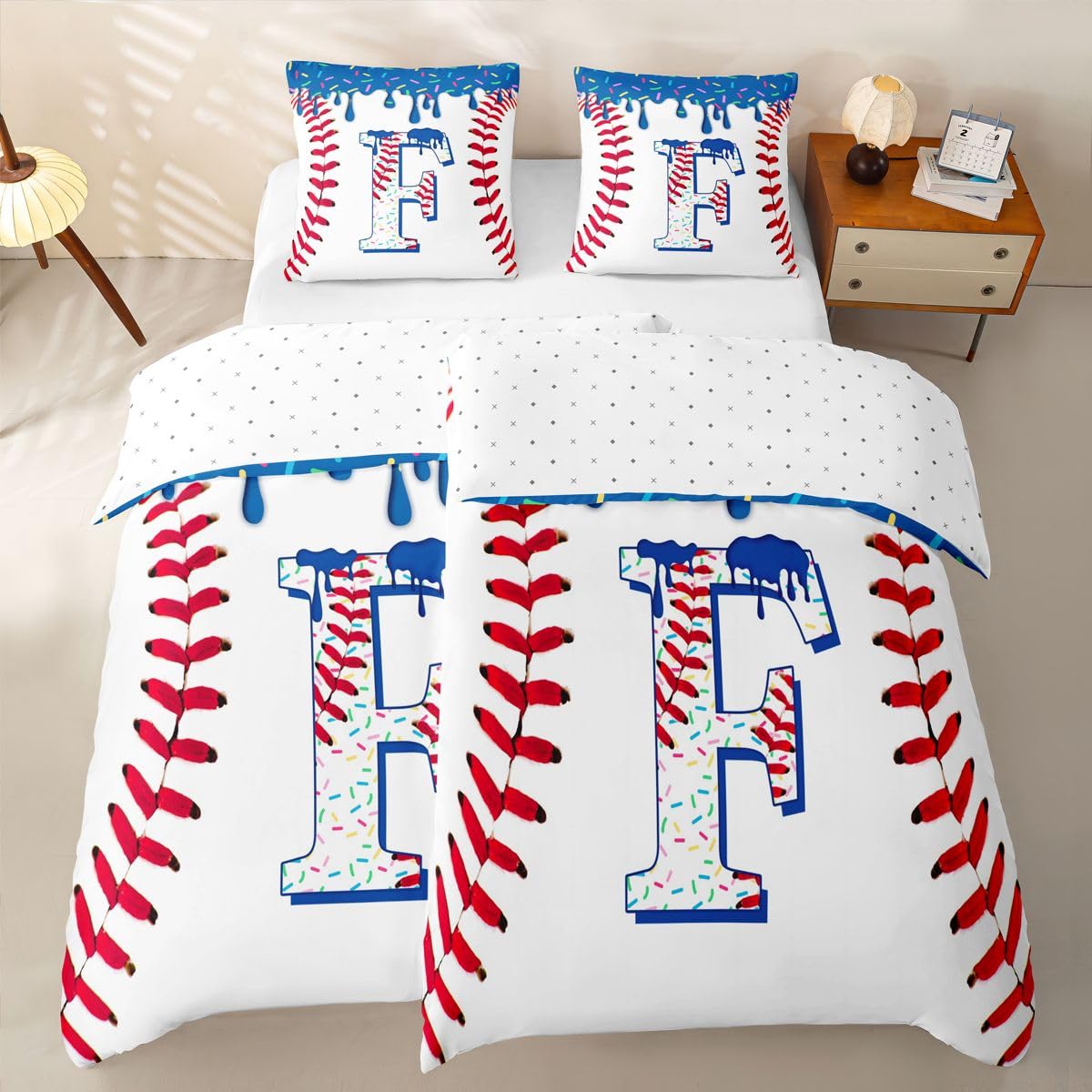 Homewish Marinblauer Eiscreme Tropf Microfaser Bettwäsche 135x200 4teilig