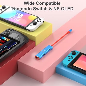 RREAKA Nintendo Switch OLED için Switch Dock, 4 in 1 TV Adaptörü, 4K HDMI, USB 3.0 Bağlantı Noktası, Tip C 100W Şarj, Seyahat için Taşınabilir Yerleştirme İstasyonu, Samsung Dex S24, MacBook