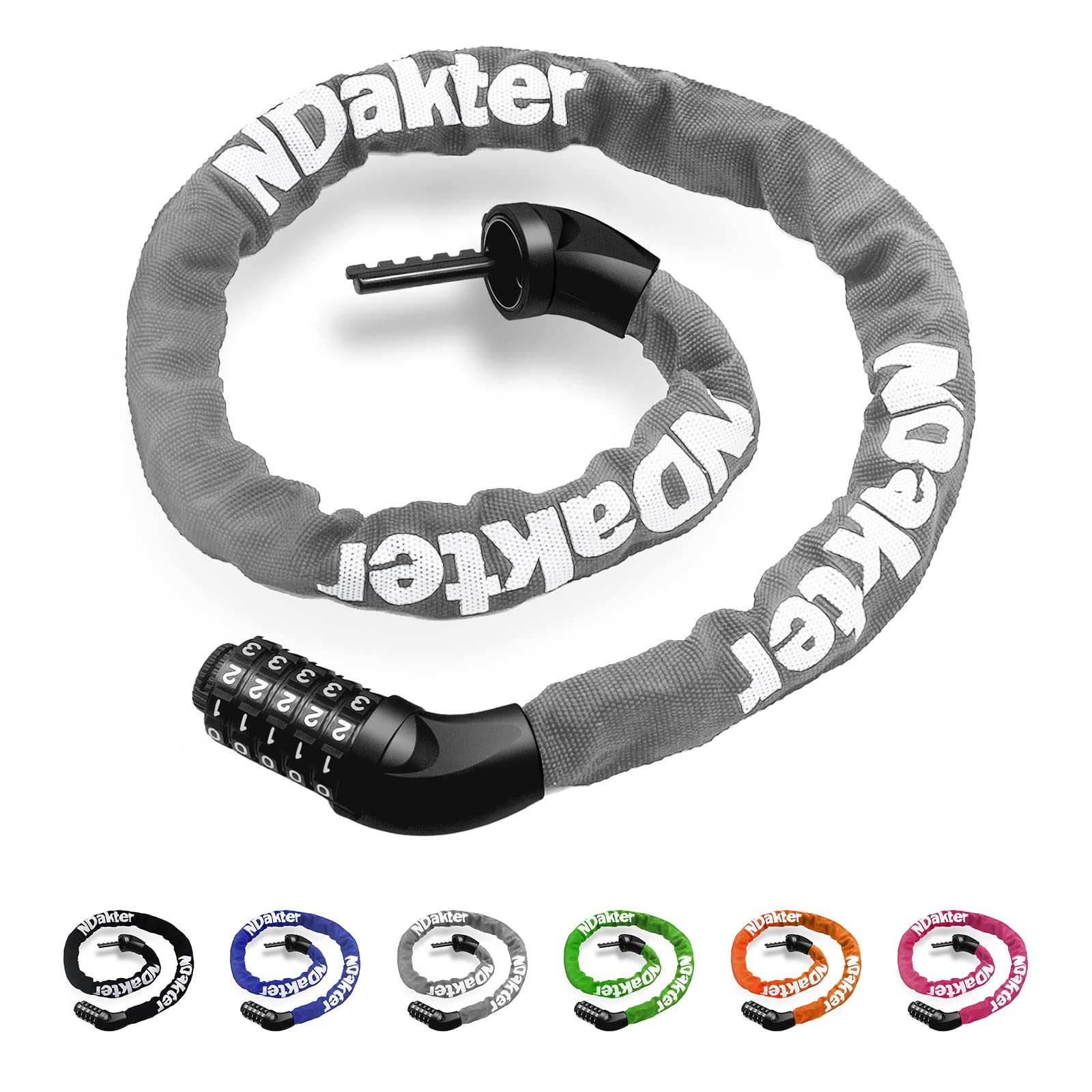 NDakter Bike Chain Lock Gray