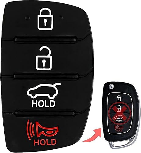 1 almohadilla de botones de goma para llavero de repuesto, compatible con vehículos Hyundai, MPN TQ8-RKE-3F04-06