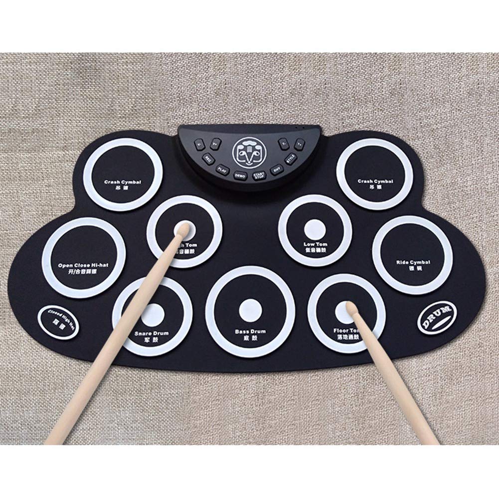 CRAKES Tambour à main, noir, tambour électronique portable, instrument de percussion, accessoires d'équipement de musique