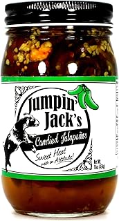 Deep Fork Jumpin’ Jack’s Candied Jalapenos - Jalapenos and Red Peppers- All Natural and Fresh Ingredients - Seeds - 16 oz Jar (454g)