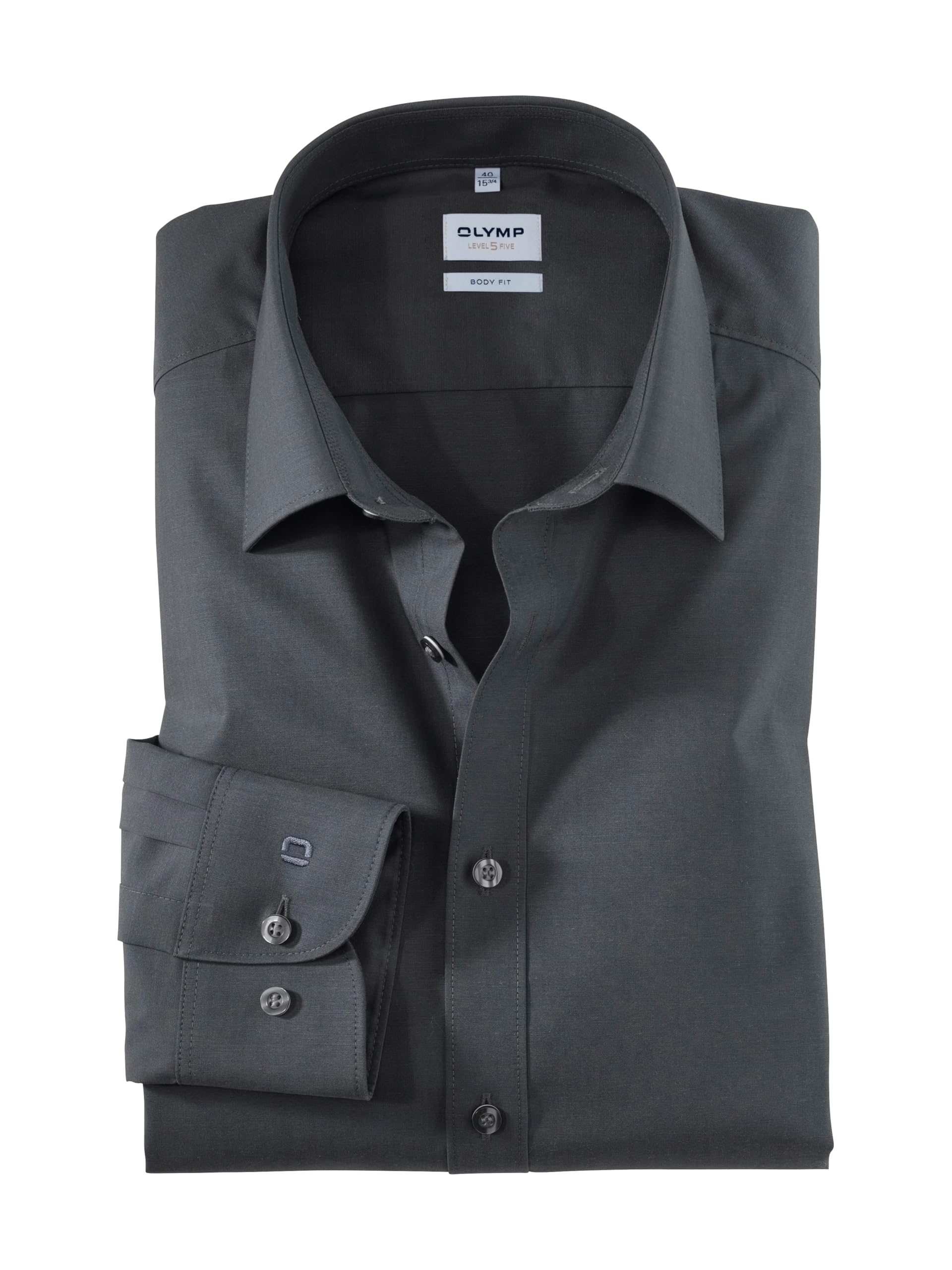 OLYMP Men Shirt Long Sleeve Level Five,Plain,Slim Fit,Classic,Anthrazit 67,43